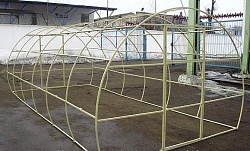 Greenhouse framework with doors and a window leaf
