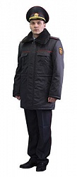 Jacket demi-season model 463-13, peak-cap woolen model 474-14 of dark gray color