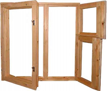 Wooden window frame, balcony